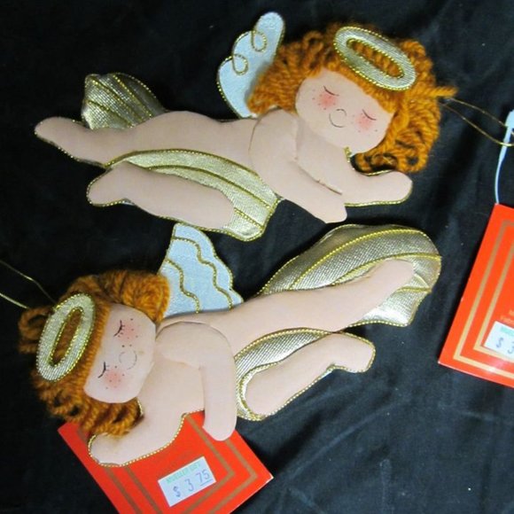 80'S 90'S KITCSHY L'ART DE CHINE FABRIC CHRISTMAS ORNAMENTS SET OF 8 W/ORIG TAGS - Picture 7 of 11